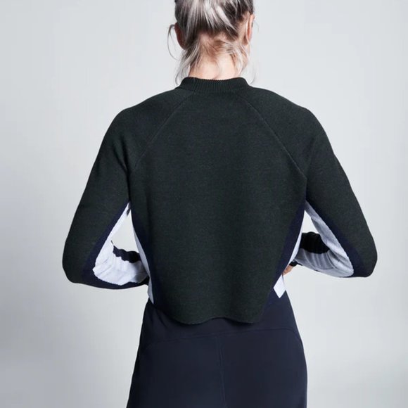 New LNDR Soft Vigilante 100% merino wool boxy cropped colorblock knit sweater - Picture 5 of 14
